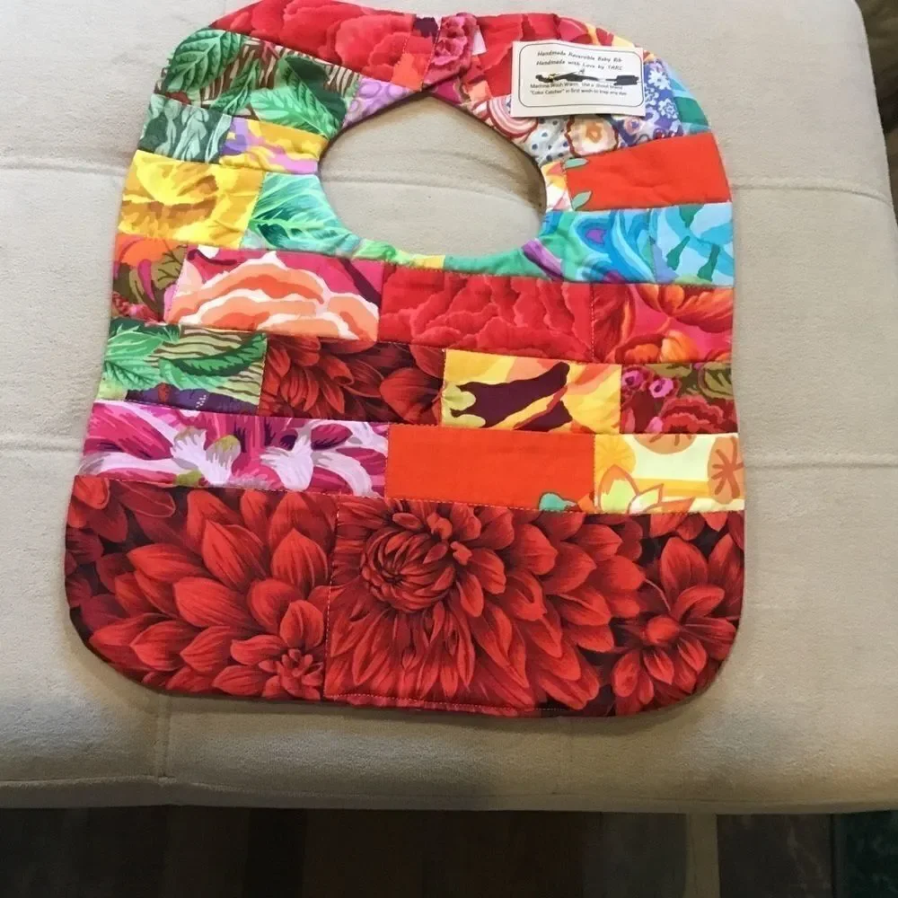 3/$25 or $12 ea. NWT Hand Crafted Reversible Quilted Baby Bib